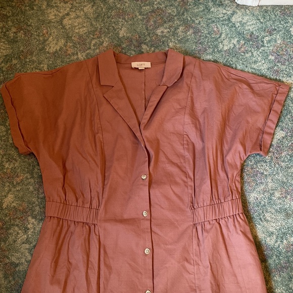 LOFT Mauve Button-Down Dress - Picture 2 of 9